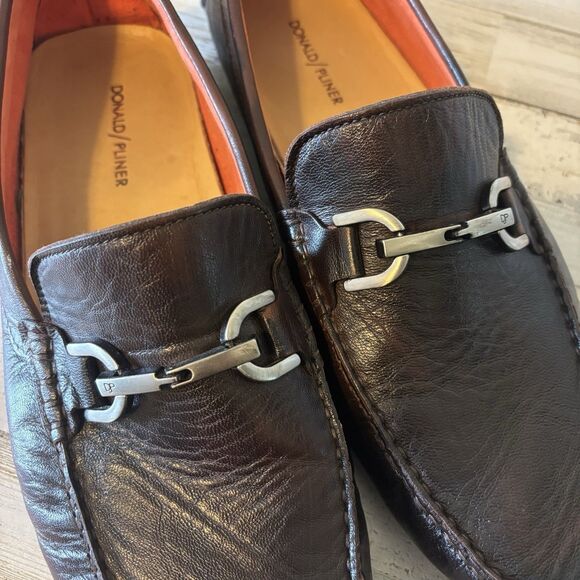 Donald Pliner Men’s 11 Victor Driver Loafers Shoes Brown Leather HorseBit Buckle - Picture 4 of 9